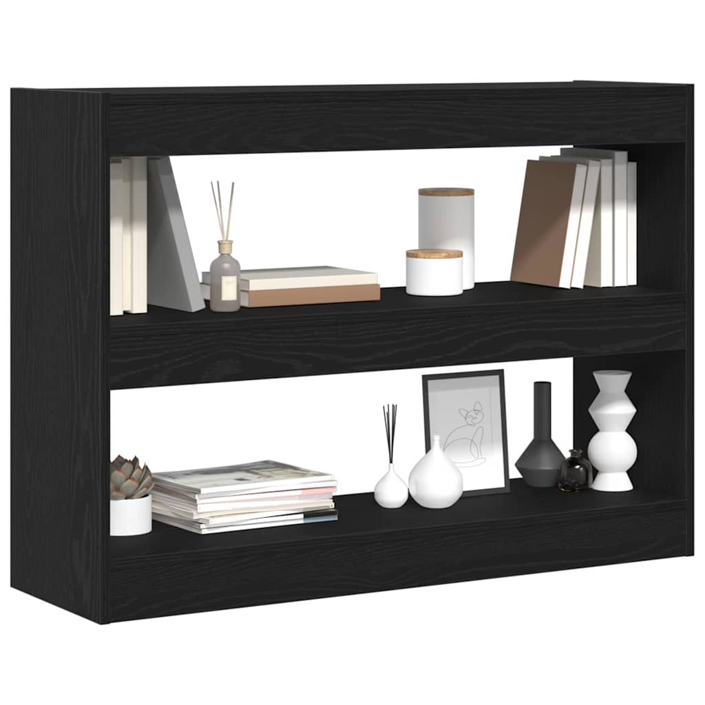 Bookcase 2-Tier 100 x 30 x 72 cm Engineered Wood Black Oak