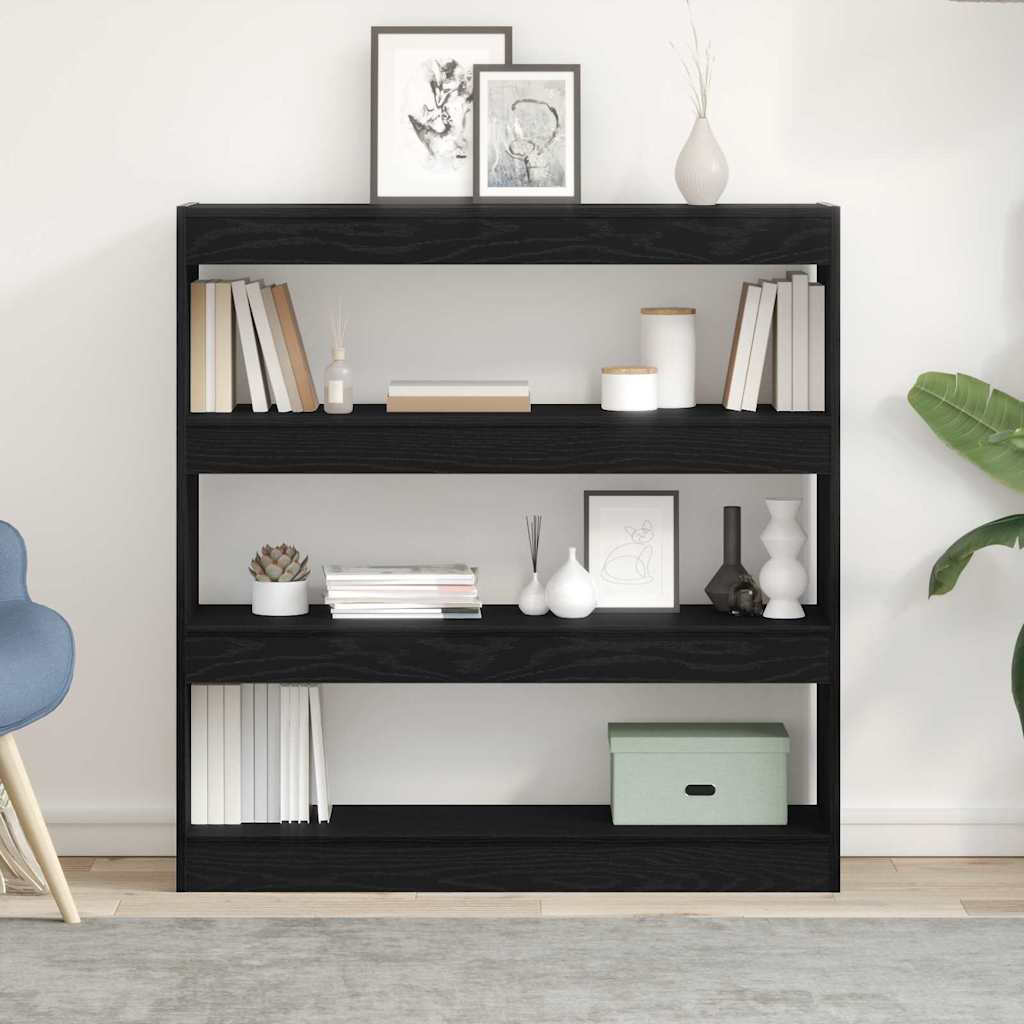 Book Cabinet 3-Tier 100 x 30 x 103 cm Engineered Wood Black Oak