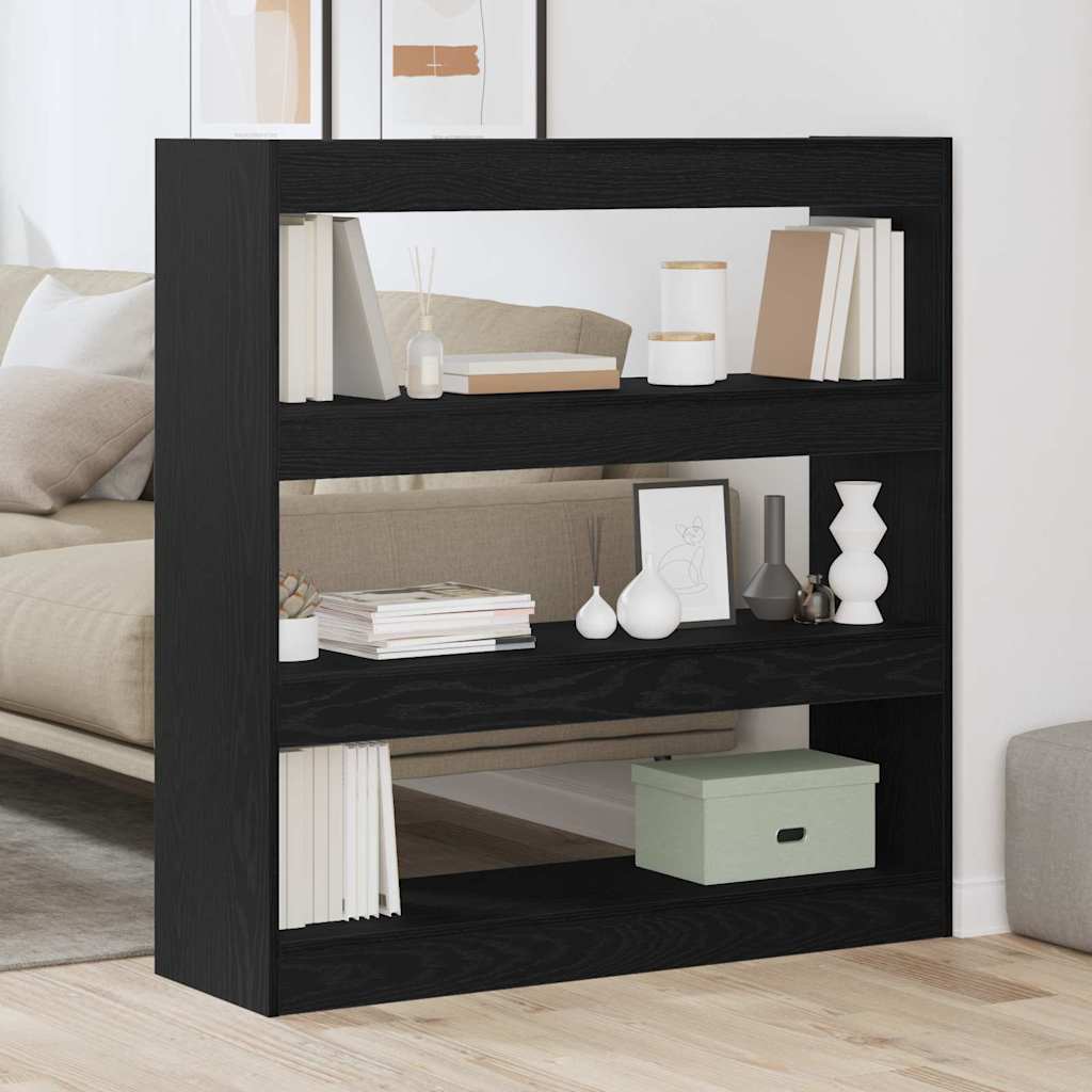 Book Cabinet 3-Tier 100 x 30 x 103 cm Engineered Wood Black Oak