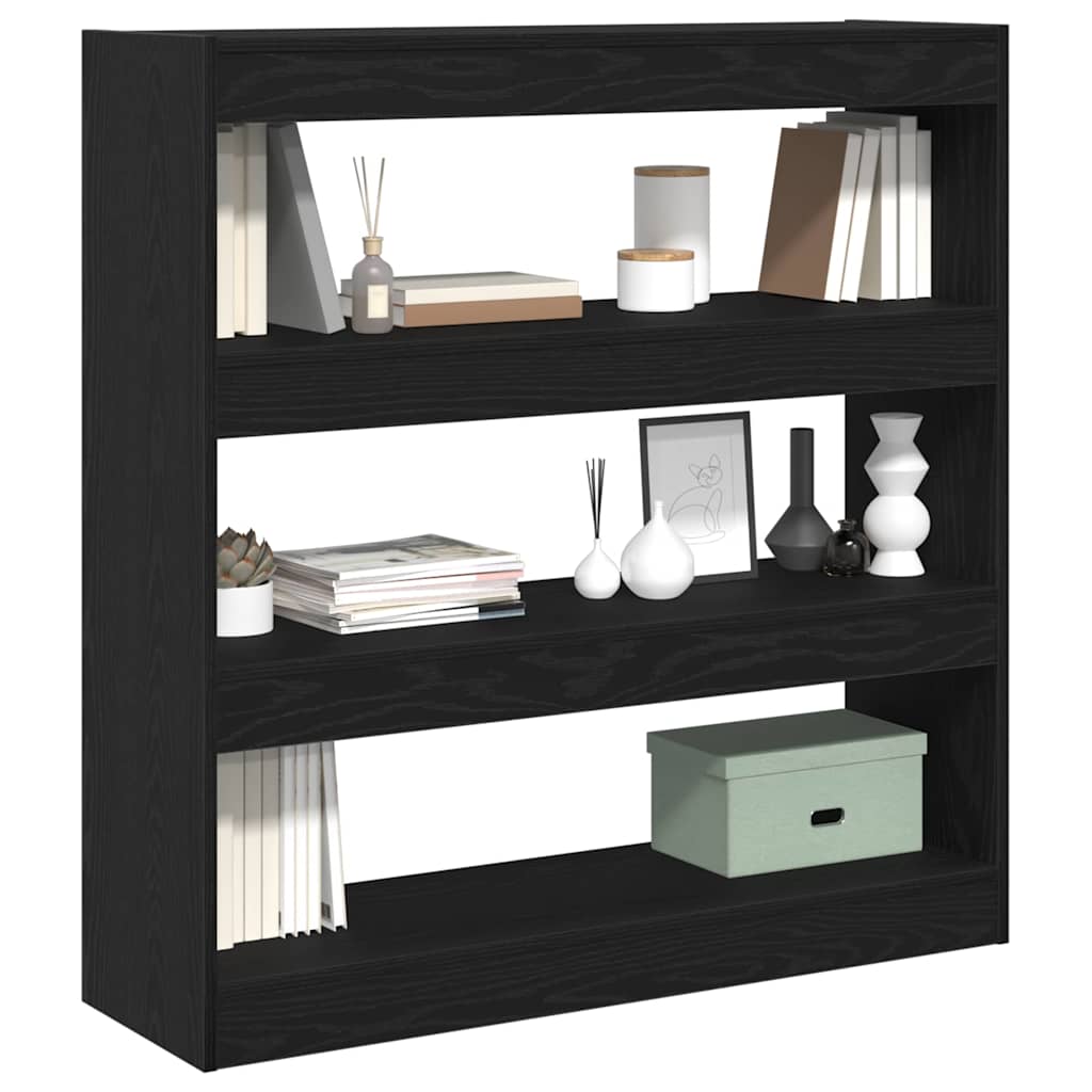 Book Cabinet Black Oak 100 x 30 x 103 cm Engineered Wood