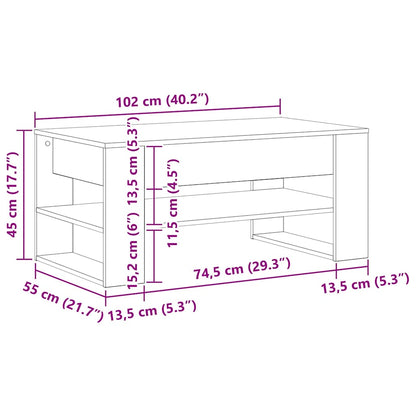 Coffee Table Old Wood 102 x 55 x 45 cm Engineered Wood