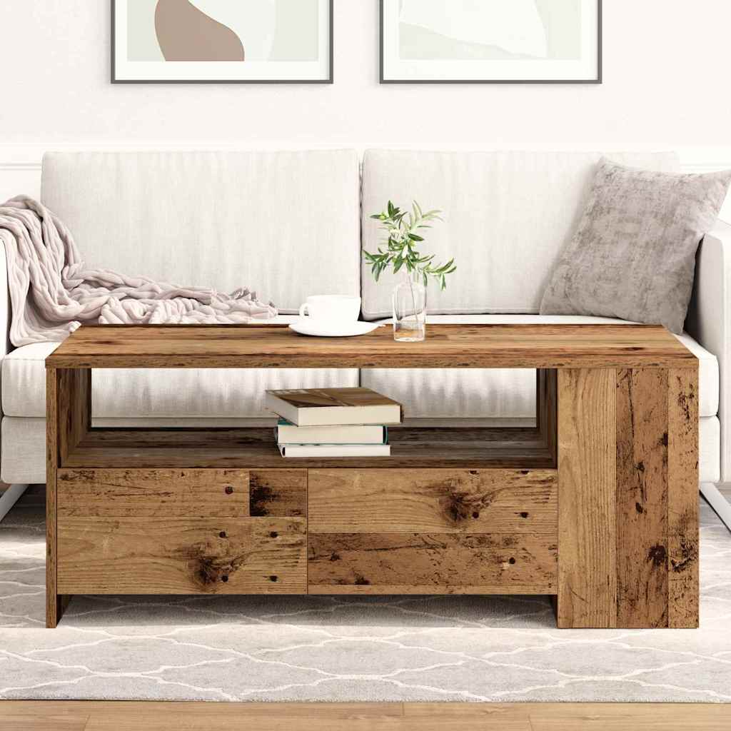 Coffee Table Old Wood 102 x 55 x 43.5 cm Engineered Wood