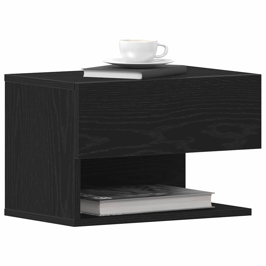 Bedside Cabinet Black Oak 46 x 30 x 30 cm Engineered Wood