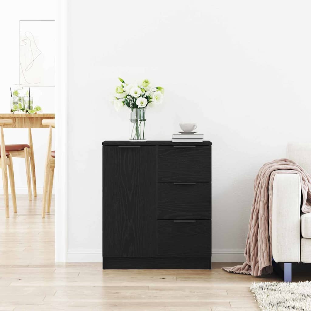 Sideboard with Drawer Black Oak 60 x 30 x 70 cm Engineered Wood