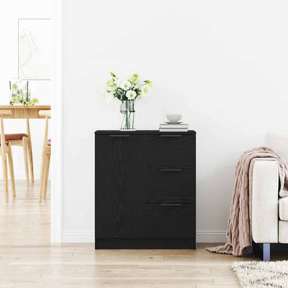Sideboard with Drawer Black Oak 60 x 30 x 70 cm Engineered Wood