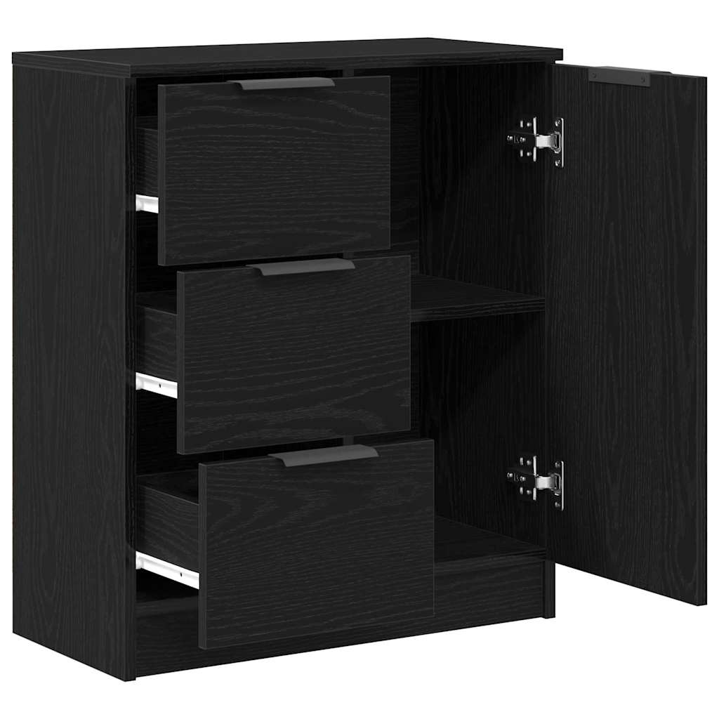 Sideboard with Drawer Black Oak 60 x 30 x 70 cm Engineered Wood