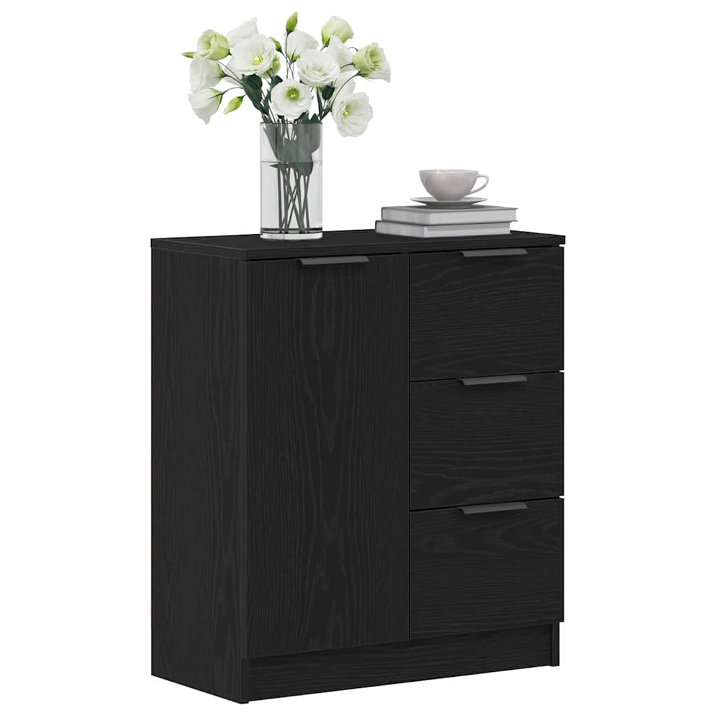 Sideboard with Drawer Black Oak 60 x 30 x 70 cm Engineered Wood