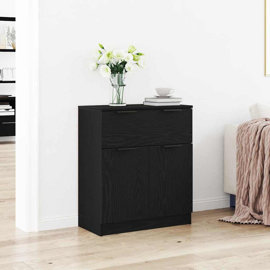 Sideboard with Drawer Black Oak 60 x 30 x 70 cm Engineered Wood