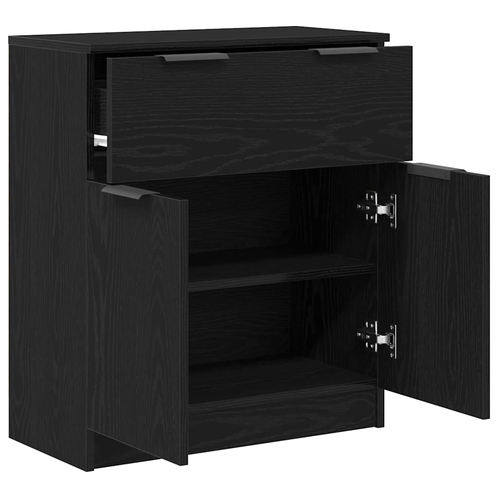 Sideboard with Drawer Black Oak 60 x 30 x 70 cm Engineered Wood