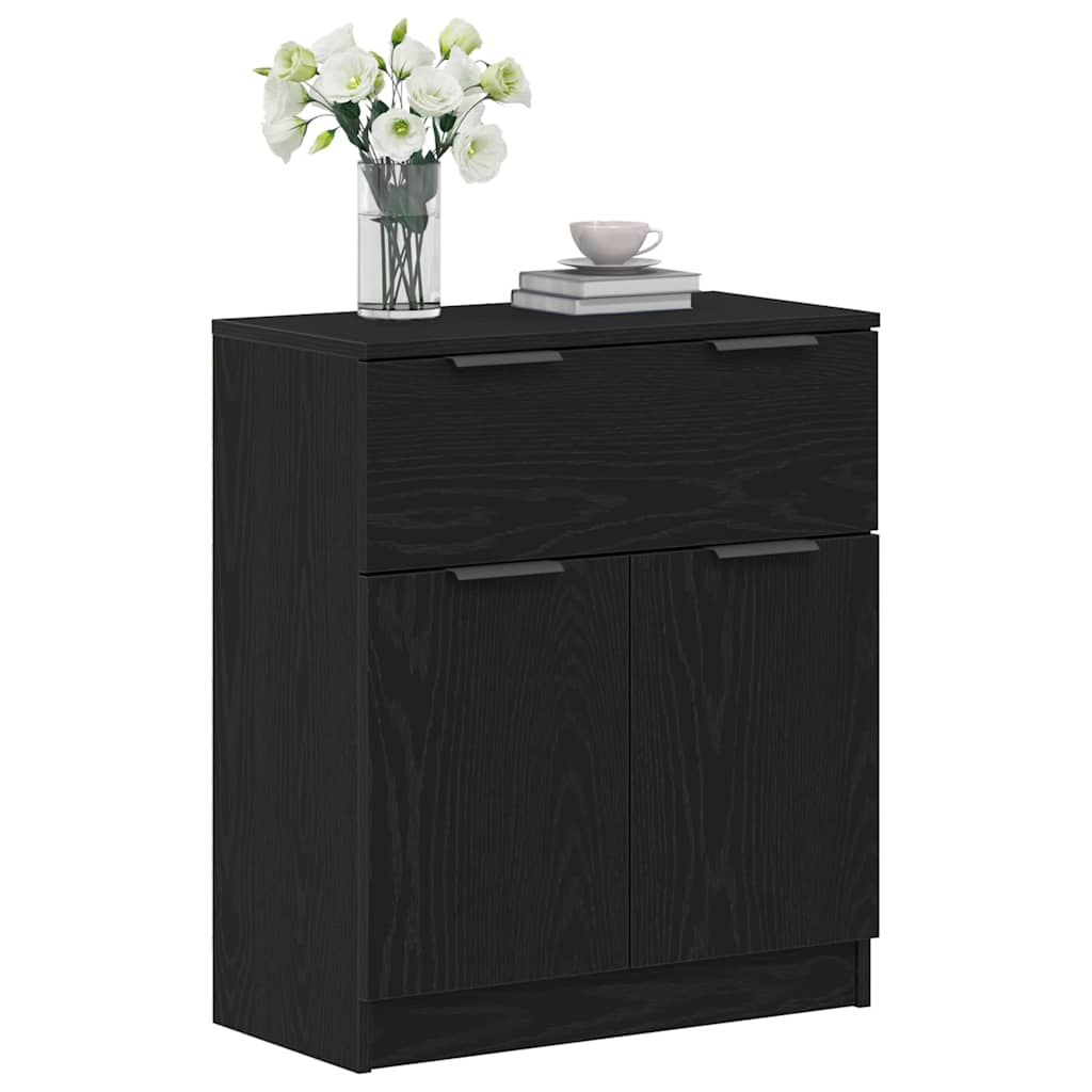 Sideboard with Drawer Black Oak 60 x 30 x 70 cm Engineered Wood