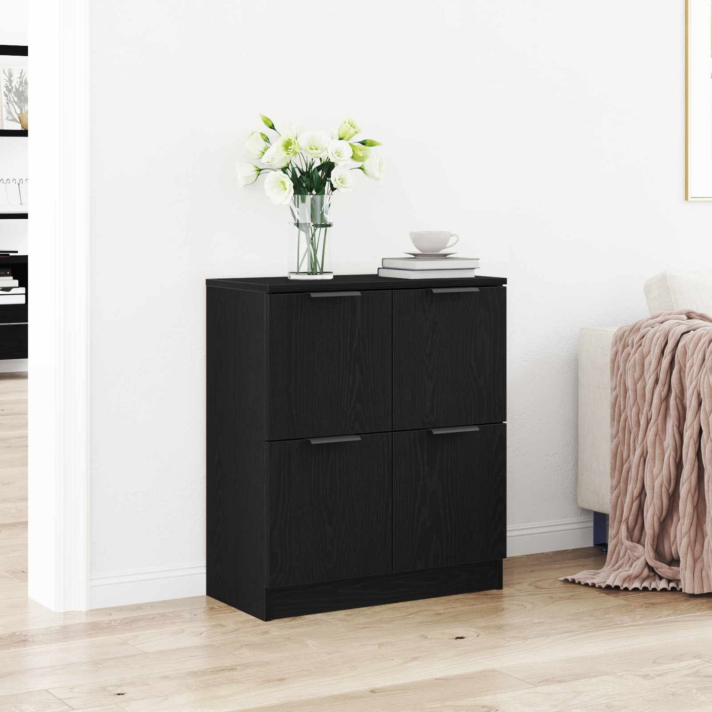 Sideboard Black Oak 60 x 30 x 70 cm Engineered Wood