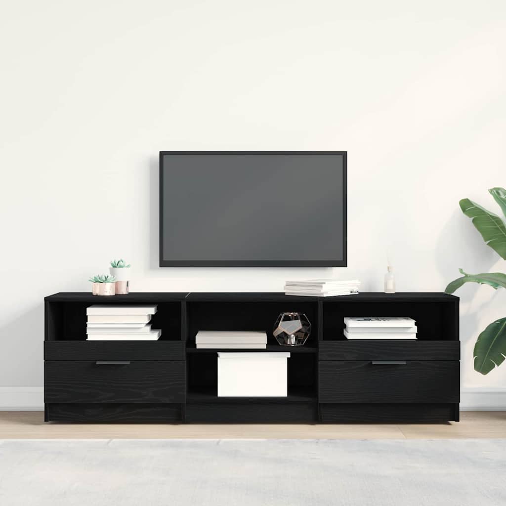 TV Cabinet Black Oak 150 x 33.5 x 45 cm Engineered Wood