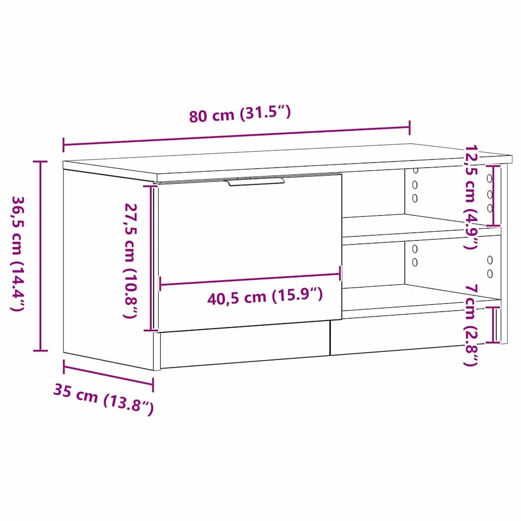 TV Cabinet Black Oak 80 x 35 x 36.5 cm Engineered Wood