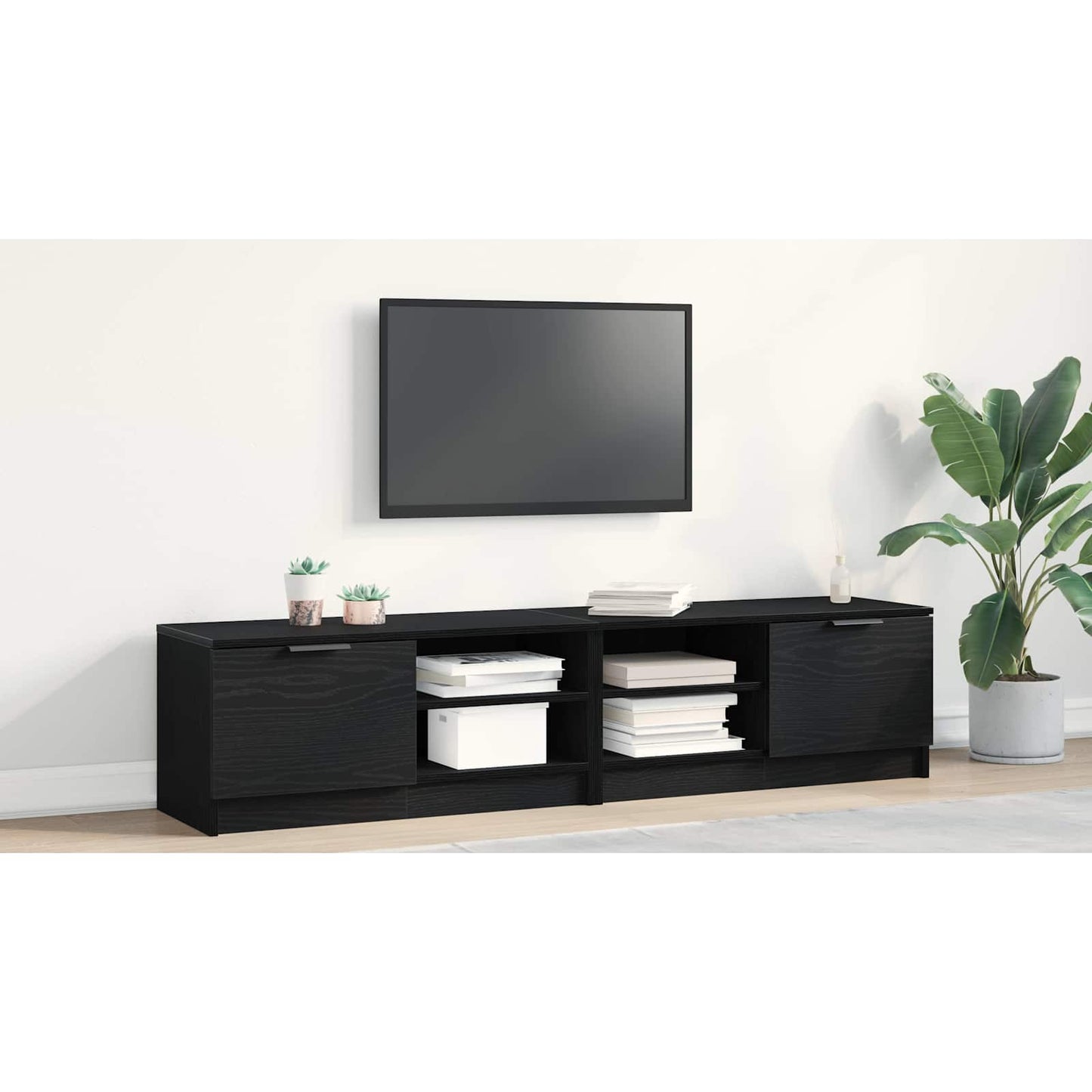 TV Cabinet 2 pcs Black Oak 80 x 35 x 36.5 cm Engineered Wood