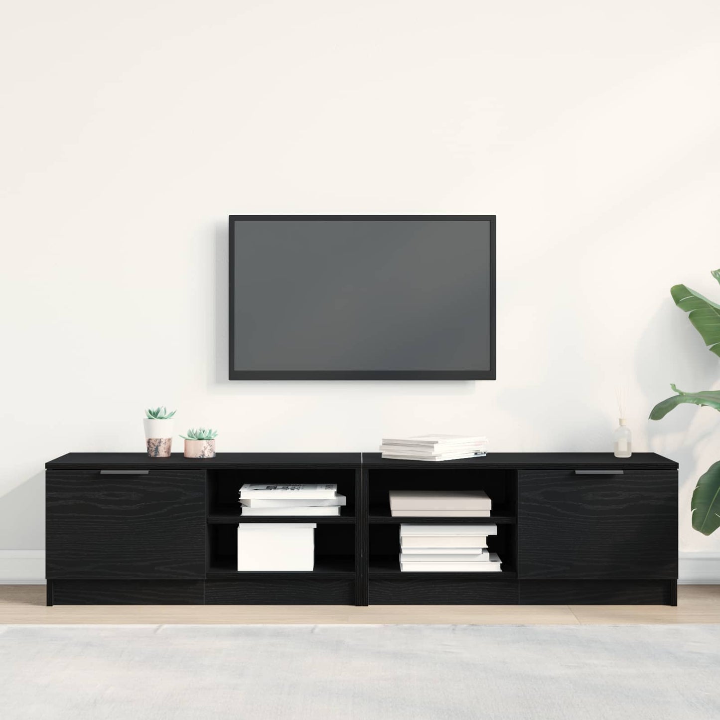 TV Cabinet 2 pcs Black Oak Engineered Wood