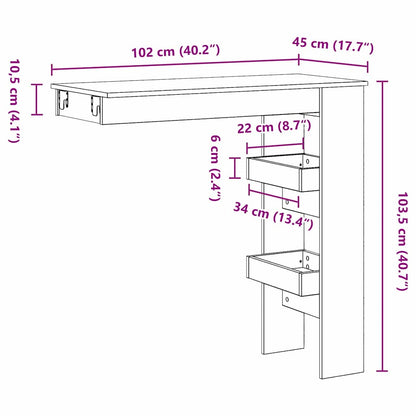 Wall Bar Table 102 x 45 x 103.5 cm Engineered Wood Black Oak