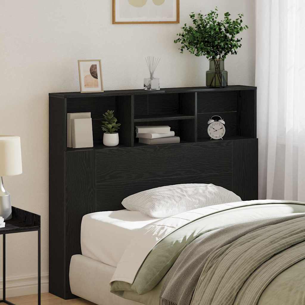 Headboard Cabinet Black Oak 120 x 19 x 103.5 cm Engineered Wood