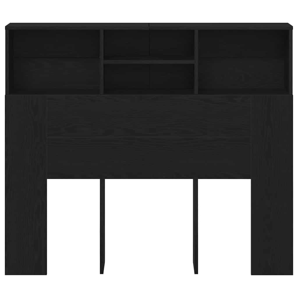 Headboard Cabinet Black Oak Engineered Wood