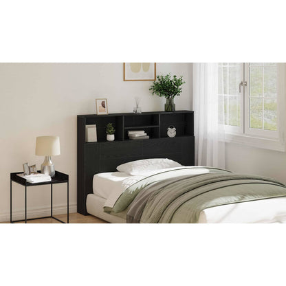 Headboard Cabinet Black Oak 140 x 19 x 103.5 cm Engineered Wood
