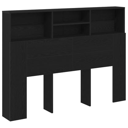 Headboard Cabinet Black Oak 140 x 19 x 103.5 cm Engineered Wood