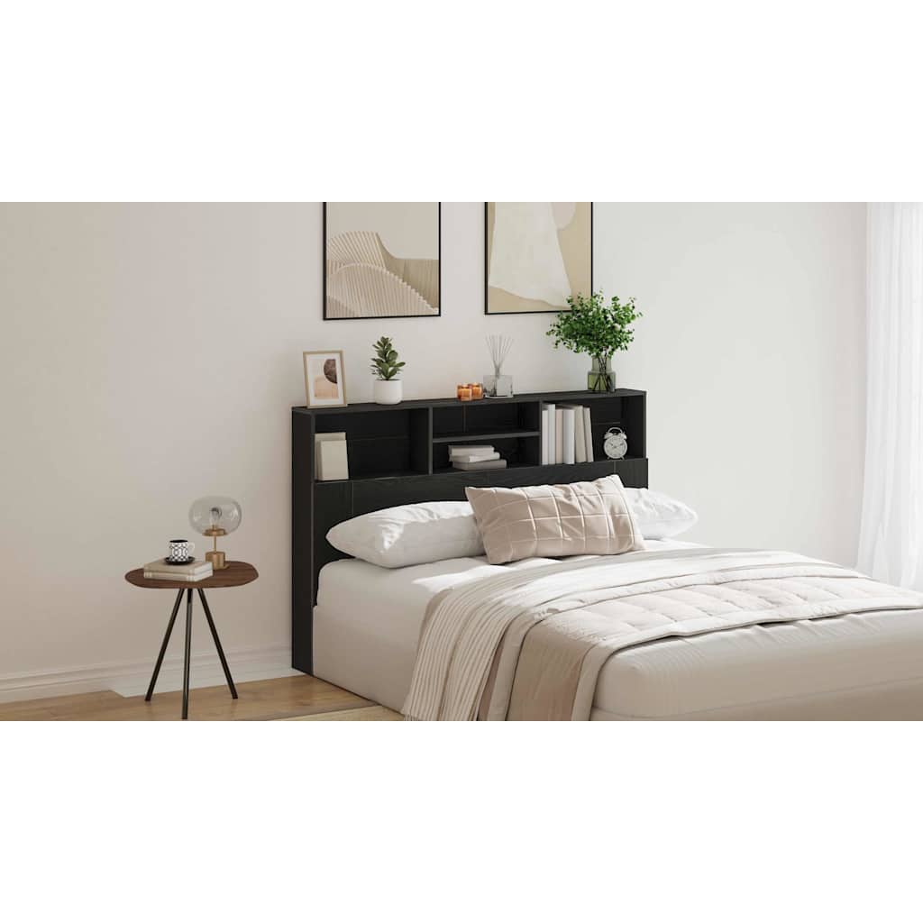 Headboard Cabinet Black Oak 160 x 19 x 103.5 cm Engineered Wood