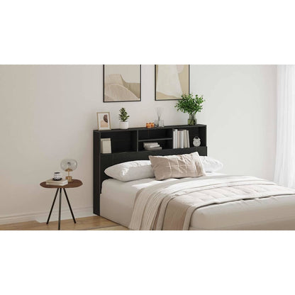Headboard Cabinet Black Oak 160 x 19 x 103.5 cm Engineered Wood