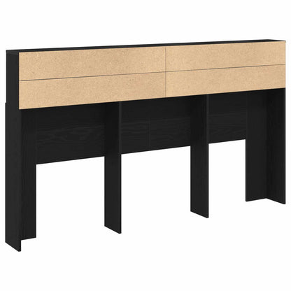 Headboard Cabinet Black Oak 180 x 19 x 103.5 cm Engineered Wood