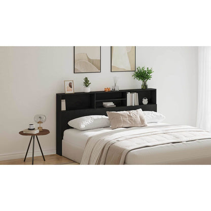 Headboard Cabinet Black Oak 200 x 19 x 103.5 cm Engineered Wood