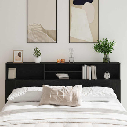 Headboard Cabinet Black Oak 200 x 19 x 103.5 cm Engineered Wood