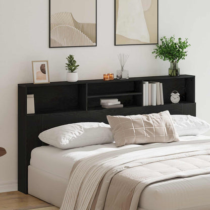 Headboard Cabinet Black Oak Engineered Wood