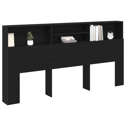 Headboard Cabinet Black Oak Engineered Wood