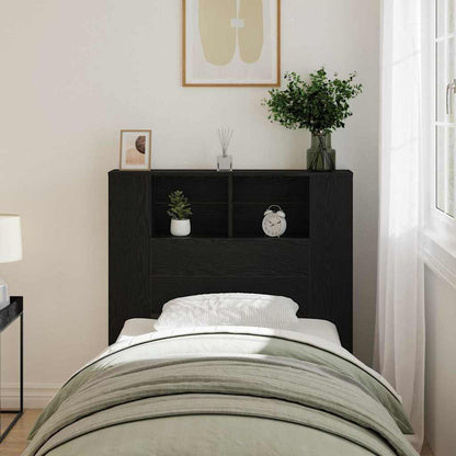 Headboard Cabinet Black Oak Engineered Wood