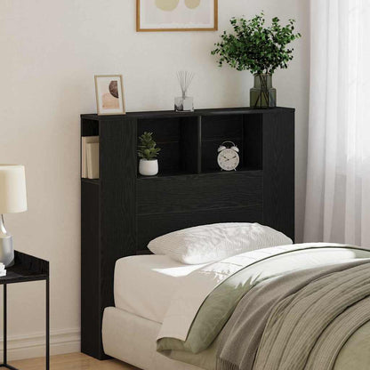 Headboard Cabinet Black Oak Engineered Wood