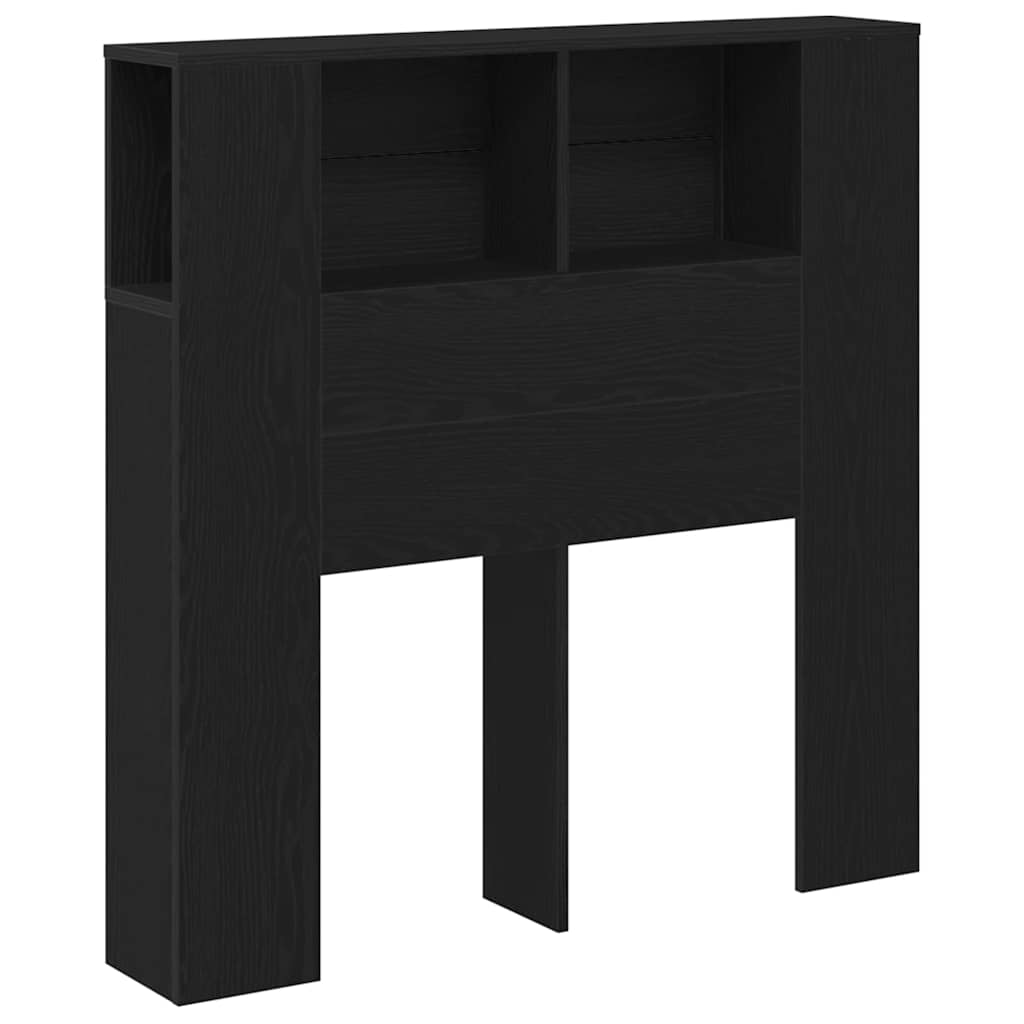 Headboard Cabinet Black Oak Engineered Wood