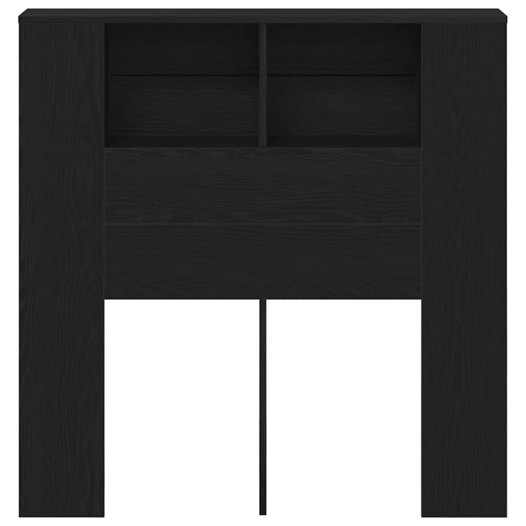 Headboard Cabinet Black Oak Engineered Wood