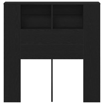 Headboard Cabinet Black Oak Engineered Wood