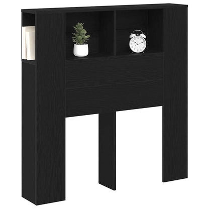 Headboard Cabinet Black Oak Engineered Wood