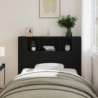 Headboard Cabinet Black Oak Engineered Wood