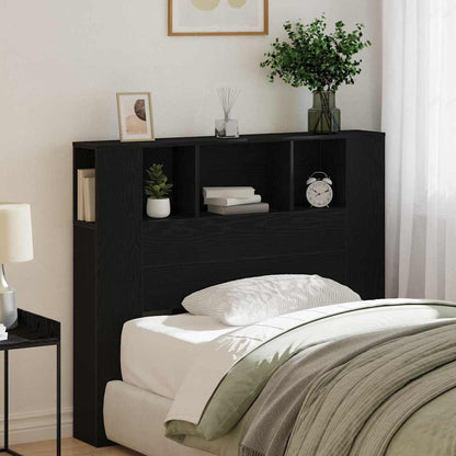 Headboard Cabinet Black Oak Engineered Wood