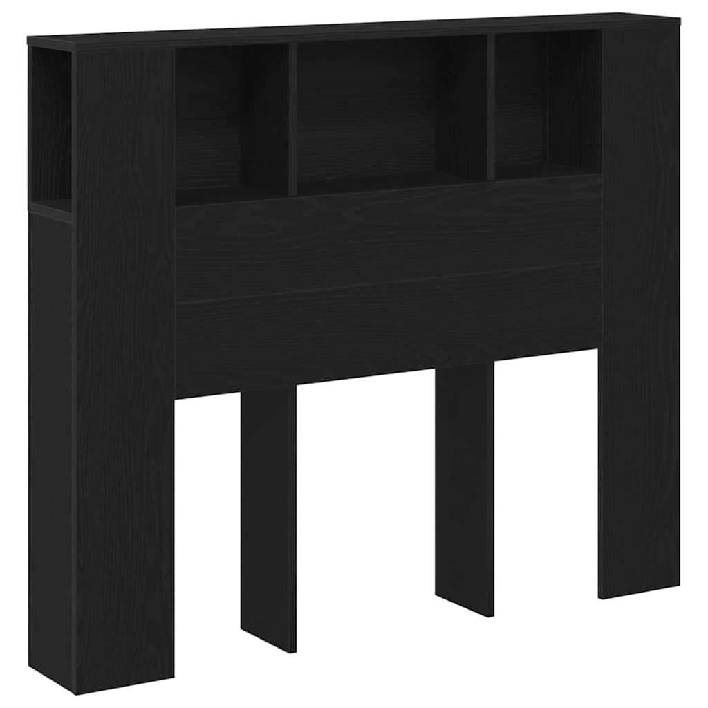 Headboard Cabinet Black Oak Engineered Wood