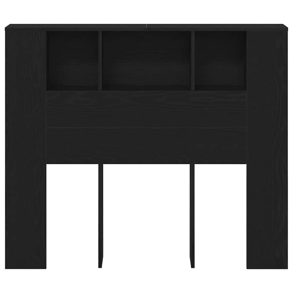Headboard Cabinet Black Oak Engineered Wood