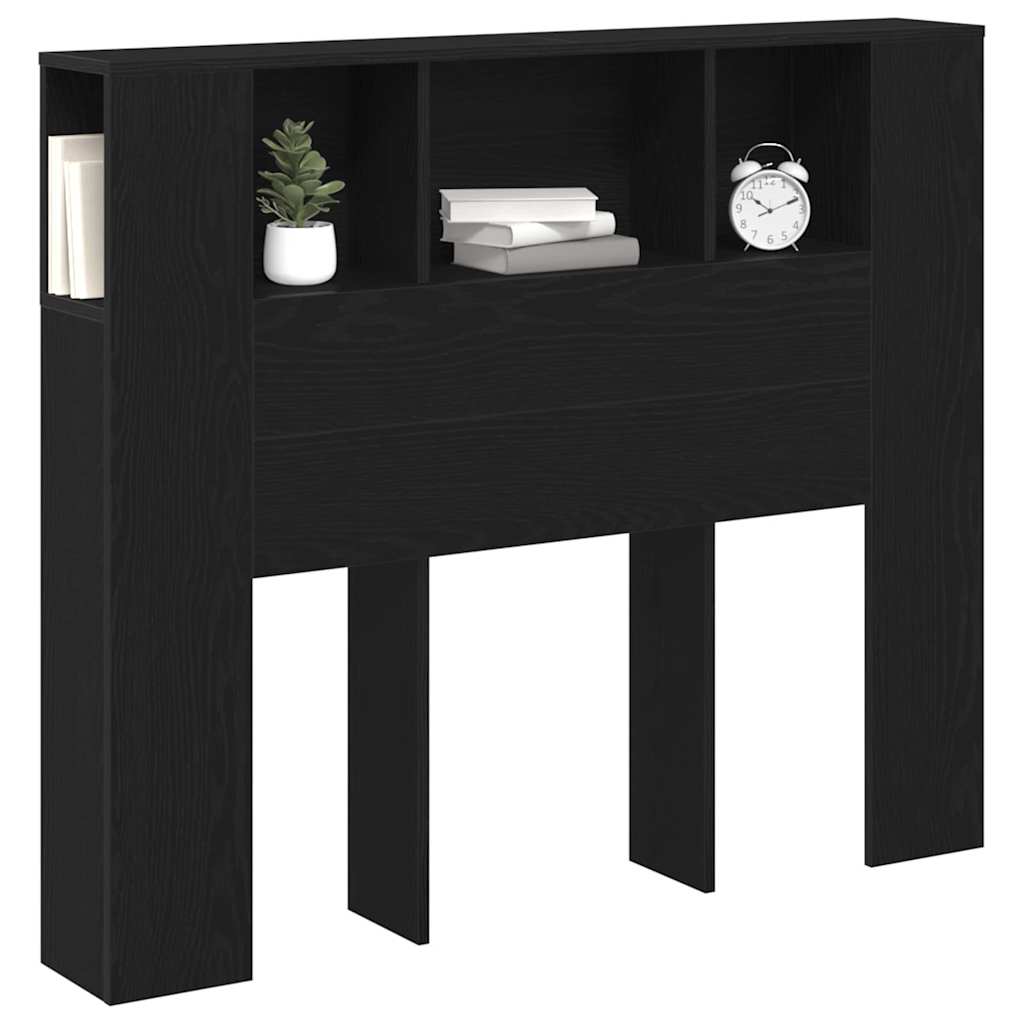 Headboard Cabinet Black Oak Engineered Wood