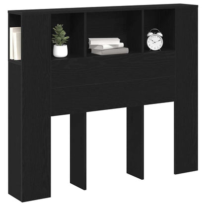 Headboard Cabinet Black Oak Engineered Wood