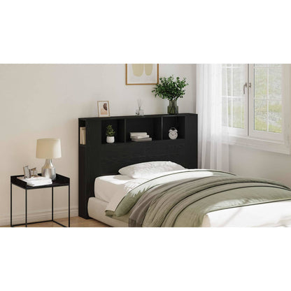 Headboard Cabinet with Storage Black Oak Engineered Wood