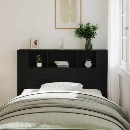 Headboard Cabinet Black Oak Engineered Wood