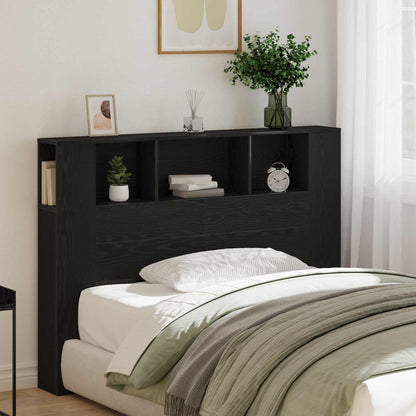 Headboard Cabinet Black Oak Engineered Wood