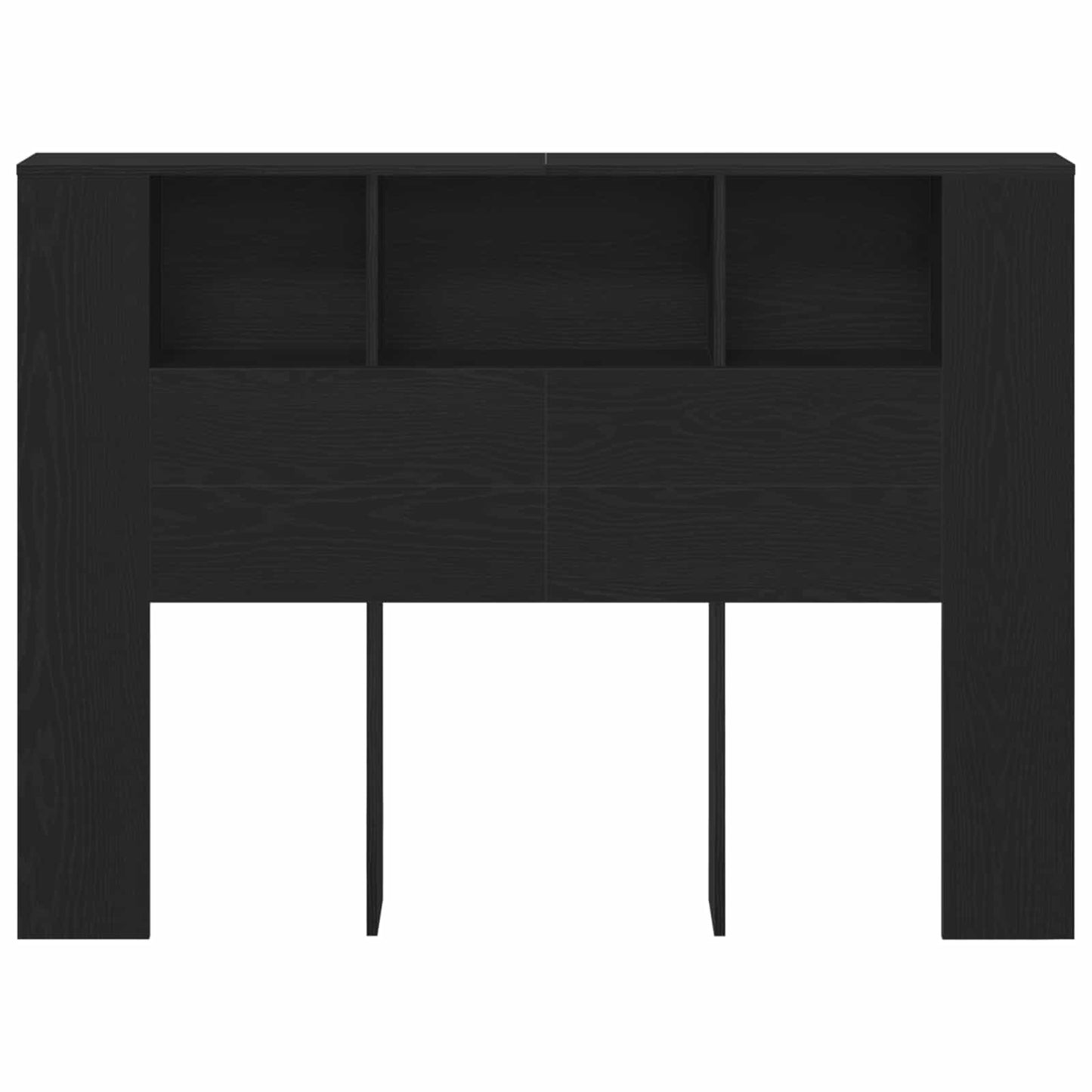 Headboard Cabinet with Storage Black Oak Engineered Wood