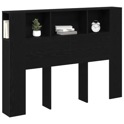 Headboard Cabinet Black Oak Engineered Wood
