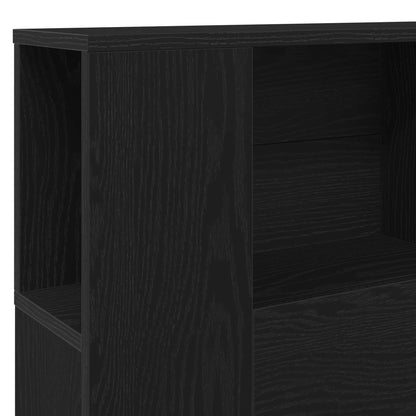 Headboard Cabinet Black Oak Engineered Wood