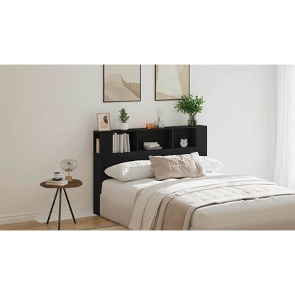 Headboard Cabinet with Storage Black Oak Engineered Wood